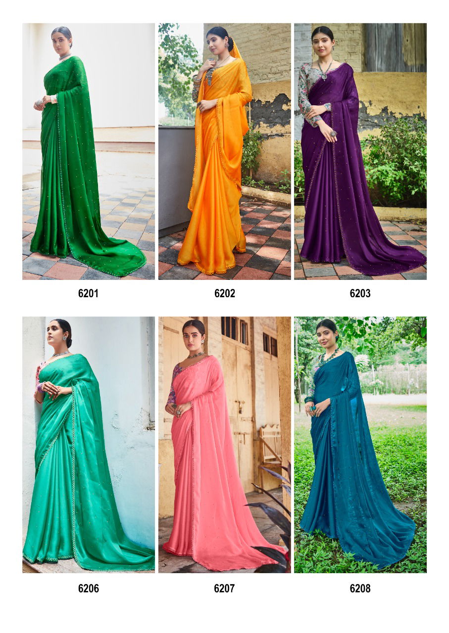 Kashvi Ruby Chiffon Festive Wear Fancy Printed Blouse Saree Collection
